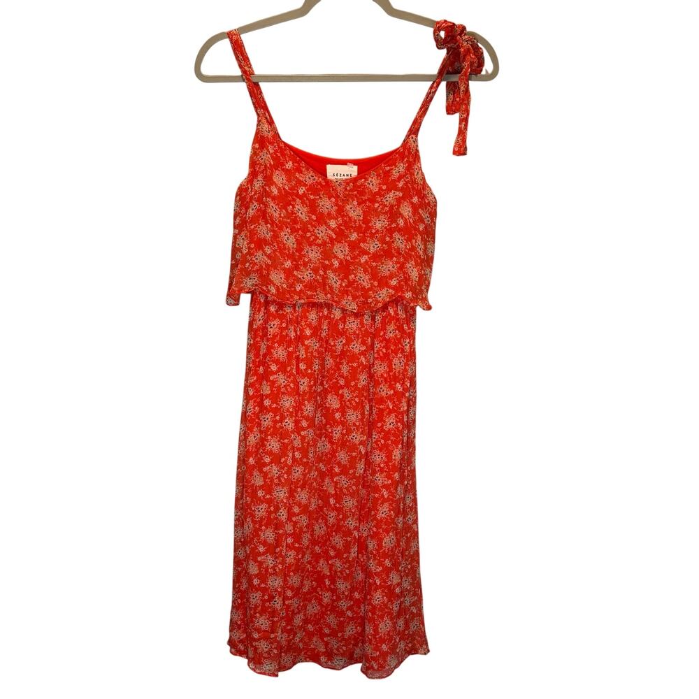 Sezane Red Ditsy Floral Sleeveless Dress - size 34 (US XS)
